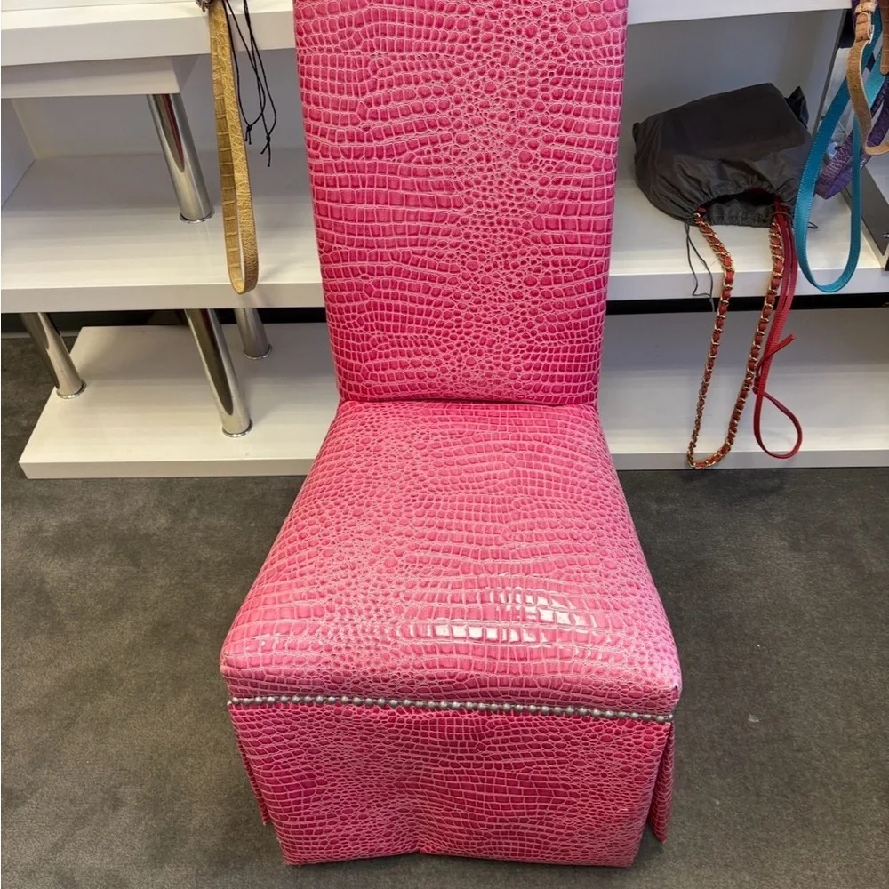 Vibrant Pink Crocodile Pattern Chair Covers pair of 2.
